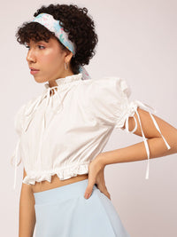 DressBerry Soft Grunge Glam Tie-Up Blouson Crop Top