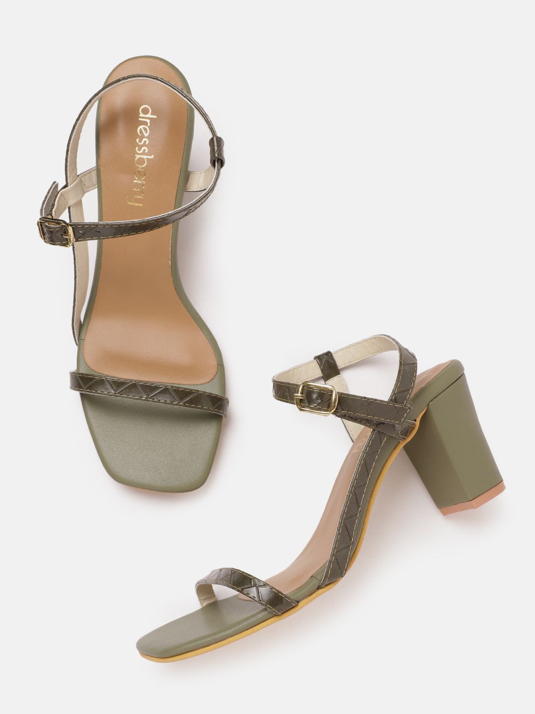 DressBerry Women Geometric Textured Block Heels