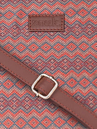 ZOUK Geometric Printed Structured Jute Handheld Bag