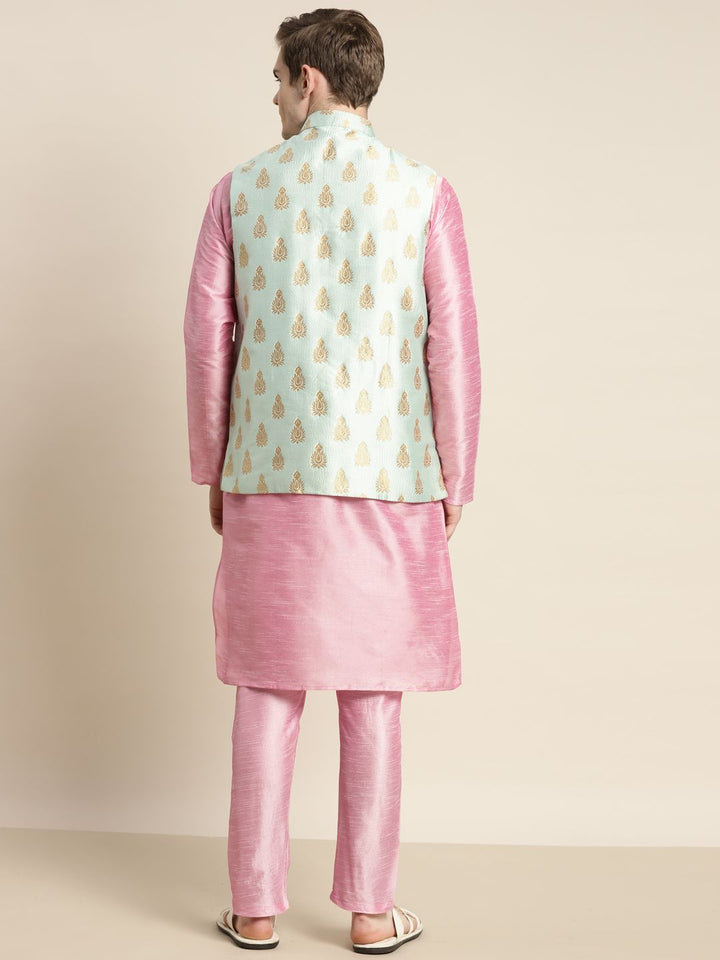 SOJANYA Kurta Lelaki dengan Jaket Nehru Bersulam Motif Churidar & Etnik