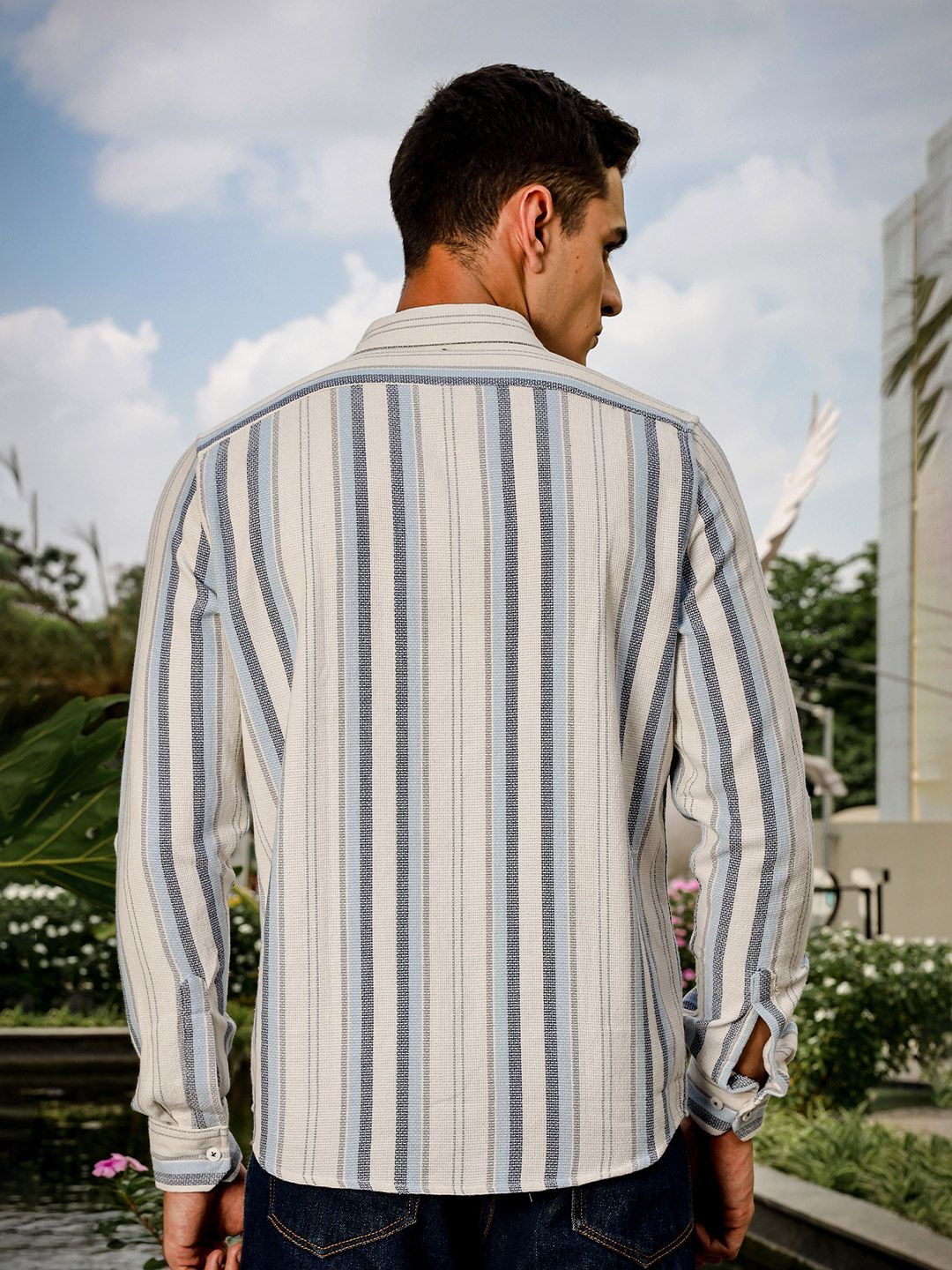 Thomas Scott Men Smart Slim Fit Opaque Striped Casual Shirt