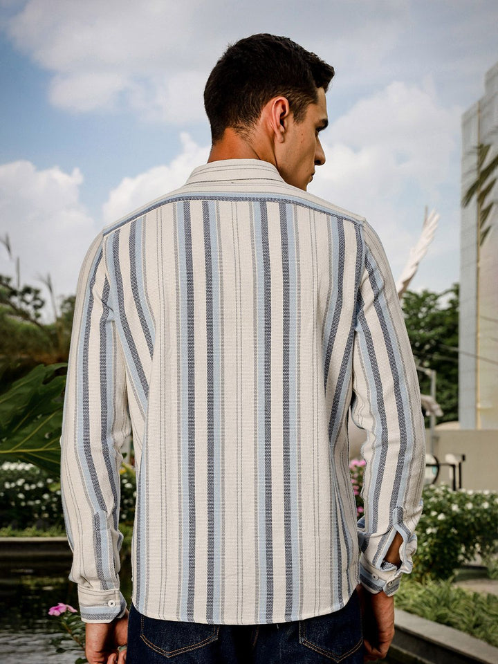 Thomas Scott Men Smart Slim Fit Opaque Striped Casual Shirt