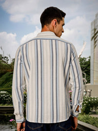 Thomas Scott Men Smart Slim Fit Opaque Striped Casual Shirt