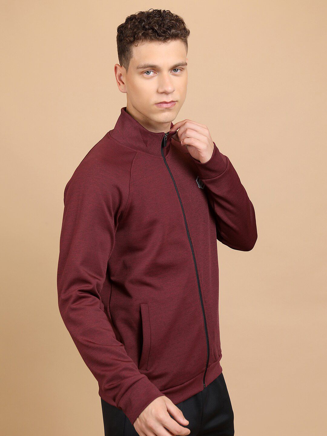 HIGHLANDER Mock Collar Front-Open Sweatshirt