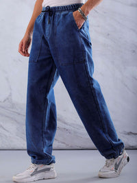 The Indian Garage Co Men Mid-Rise Relaxed Fit Drawstring Slash Knee Jeans