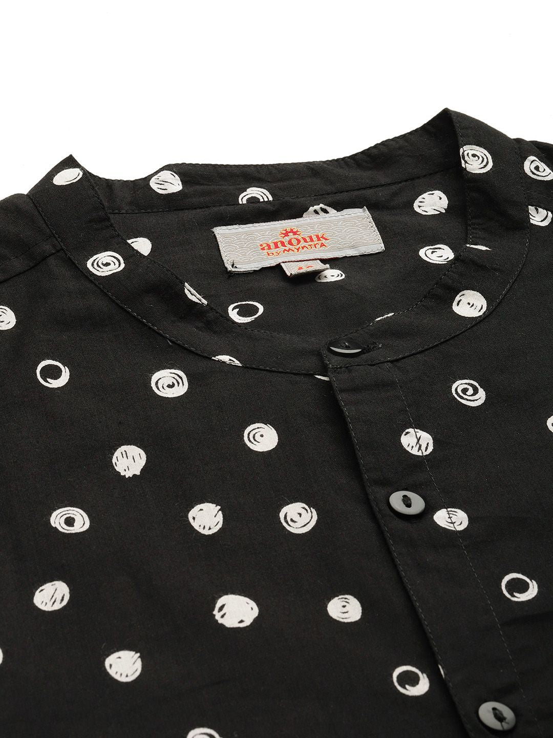 Anouk Geometric Printed Band-Collar Pure Cotton Casual Shirt
