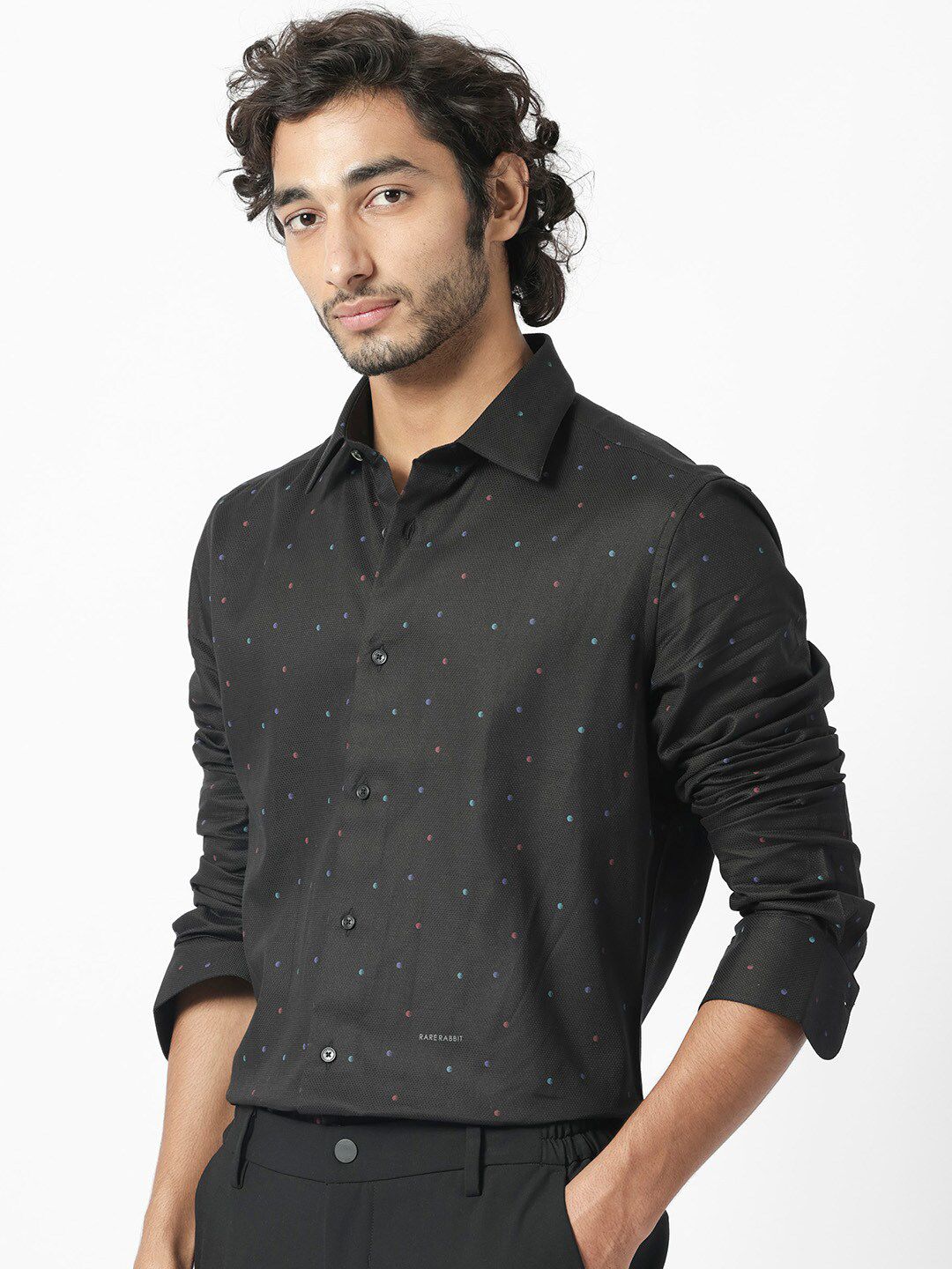RARE RABBIT Men Saturns Regular Fit Micro Ditsy Printed Shirt