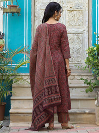 KALINI Ethnic Motifs Printed Empire Sequinned Kurta with Trousers & Dupatta