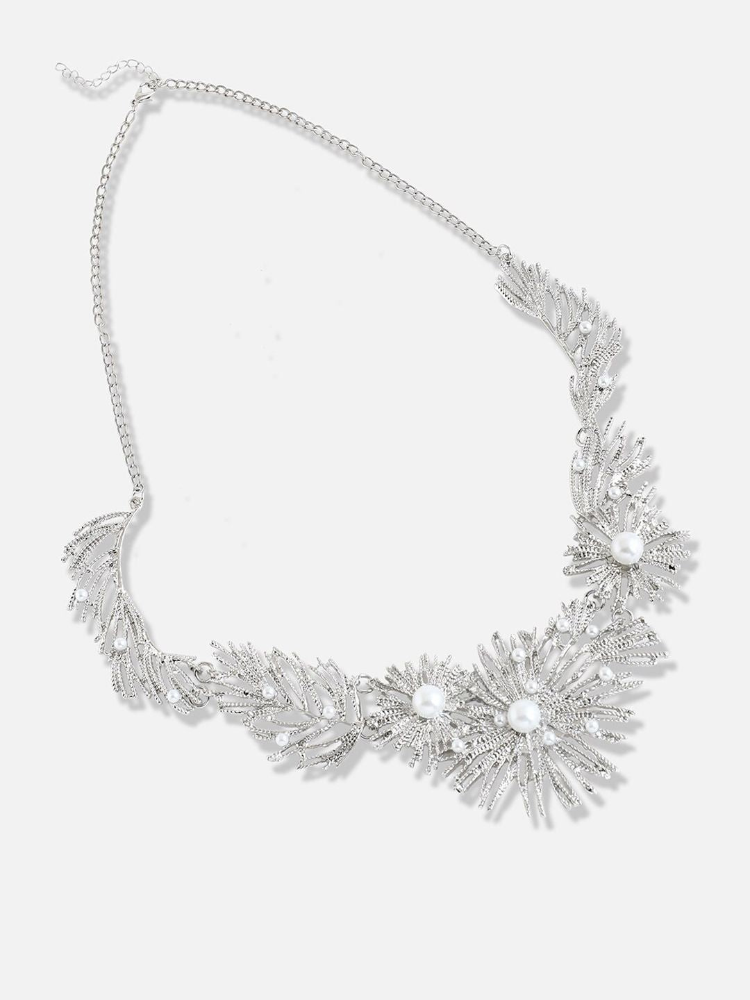 SOHI Silver-Plated Pearls-Studded Jewellery Set