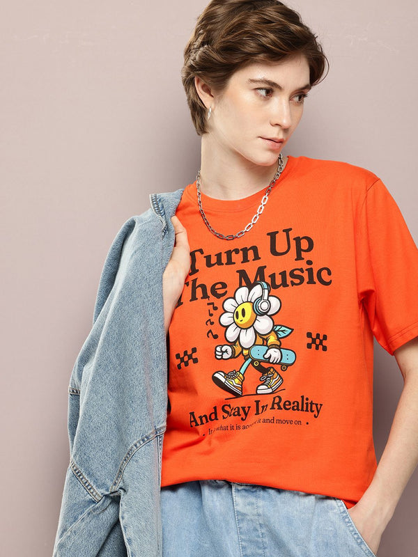 DILLINGER Pure Cotton Graphic Printed Drop-Shoulder Sleeves Relaxed Fit T-shirt