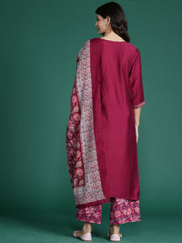 Indo Era Floral Embroidered  Thread Work Kurta With Palazzos & Dupatta
