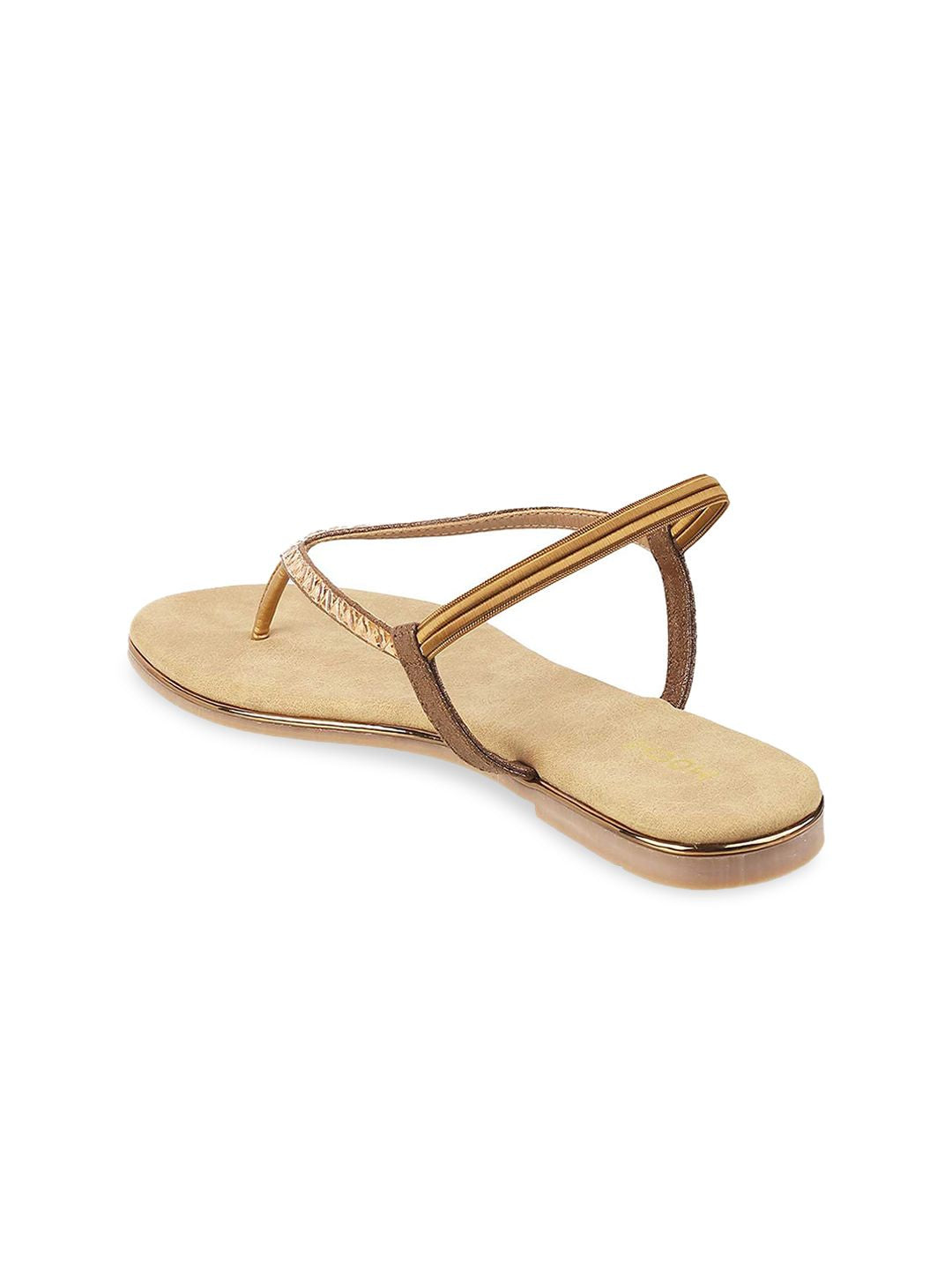 Mochi Women Gold-Toned One Toe Flats