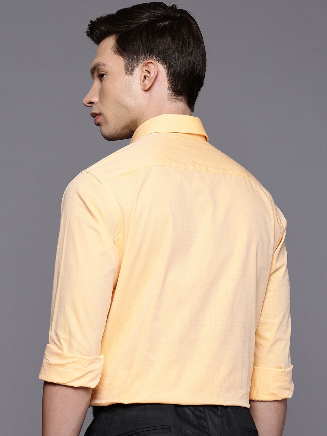 Raymond Slim Fit Self Design Textured Pure Cotton Formal Shirt