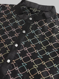 SOJANYA Embroidered Silk Cotton Straight Kurta With Churidar