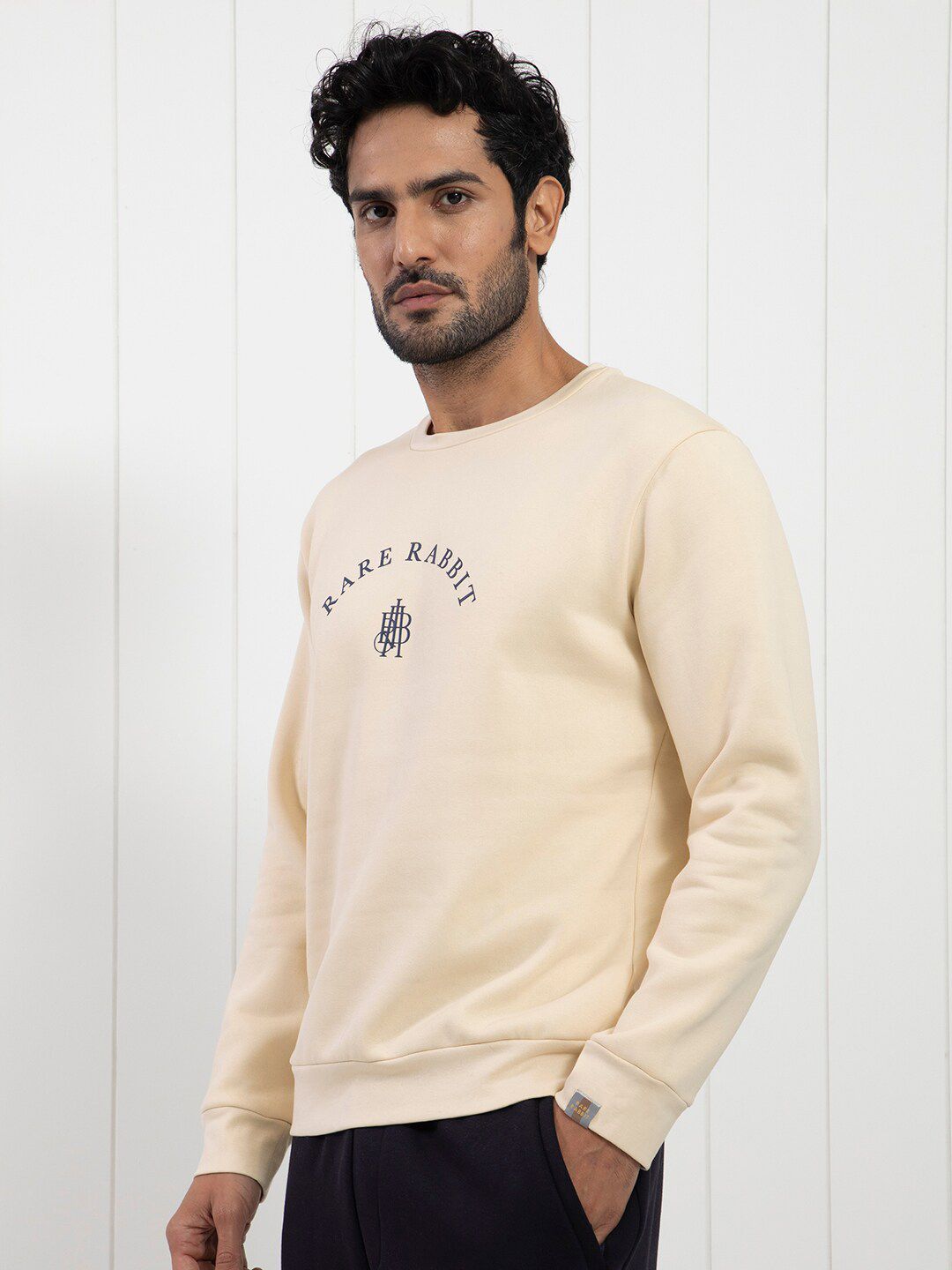 RARE RABBIT Men Nomic Logo Print Sweatshirt