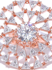 Priyaasi Rose Gold-Plated Advert Pekeliling Cincin Jari Laras Buatan Pekeliling