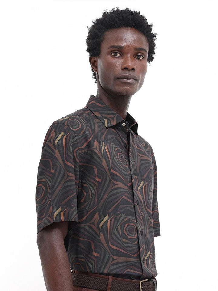 RARE RABBIT Men Marfik Boxy Abstact Printed Shirt
