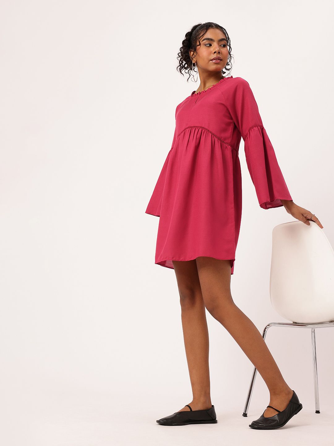 DressBerry Let's Time Travel to Retro Land Flowy Dress with Gathers Detail