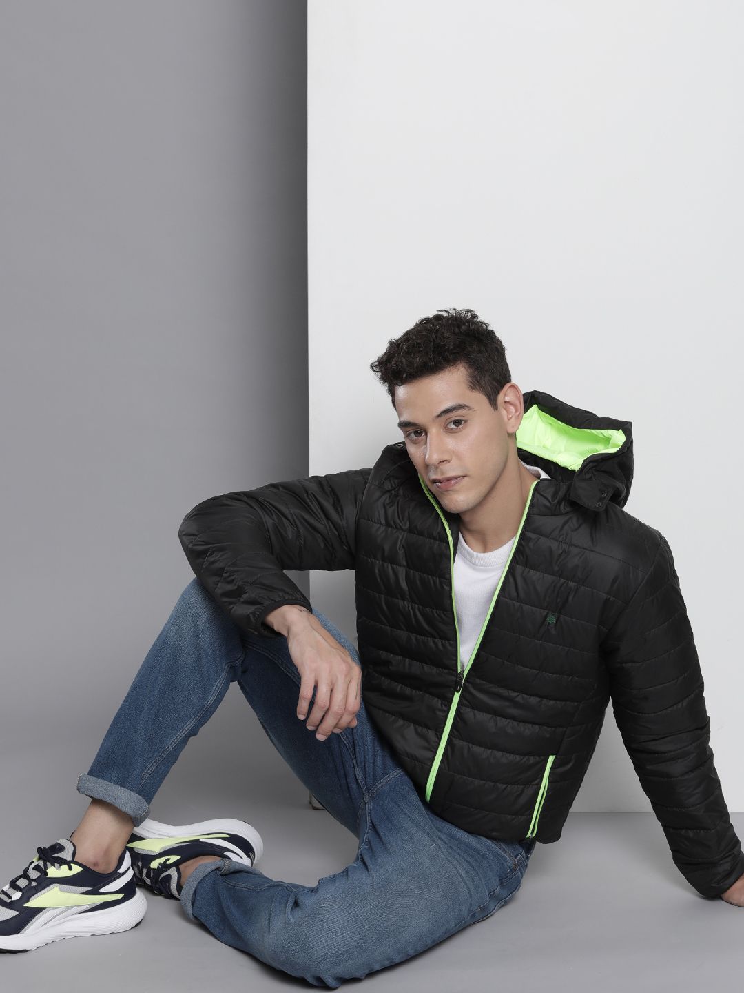 The Indian Garage Co Men Zip-Front Puffer Jacket with Detachable Hood