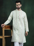 SOJANYA LUXE Striped Thread Work Georgette Straight Kurta