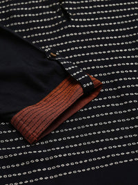 W Women Black & Brown Thread Work Straight Kurta