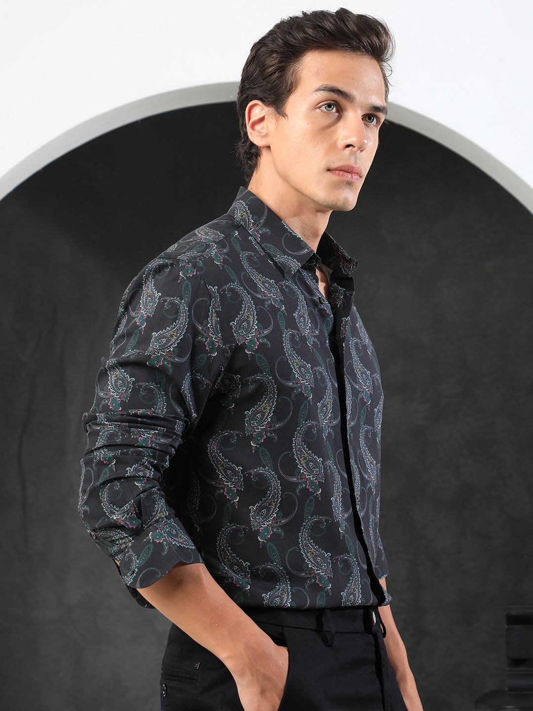 RARE RABBIT Men Crislons Slim Fit Printed Cotton Shirt