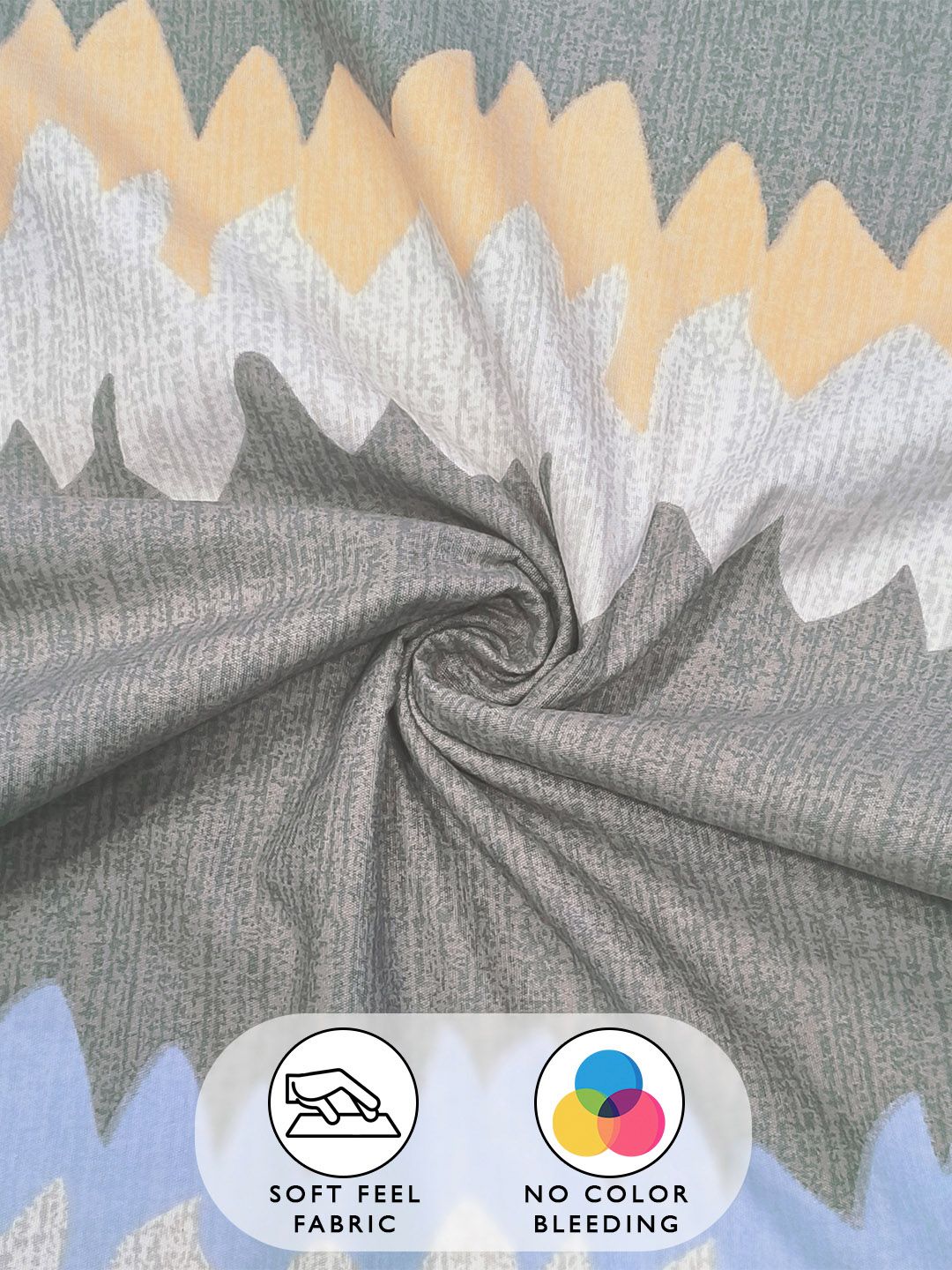 Story@home Grey & Peach-Coloured Striped 180 TC Queen Bedsheet With 2 Pillow Covers