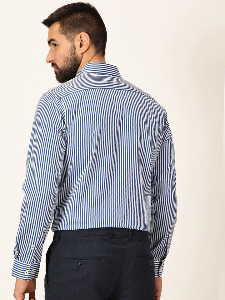 Thomas Scott Premium Striped Spread Collar Long Sleeves Formal Shirt