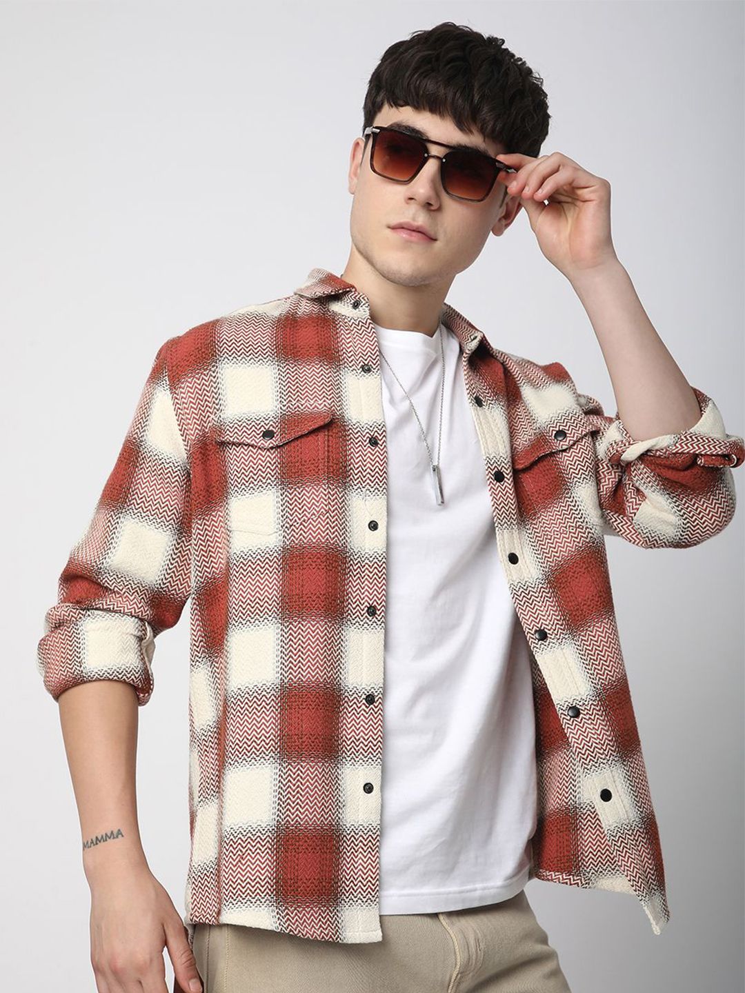 VASTRADO Men Classic Slim Fit Opaque Checked Casual Shirt