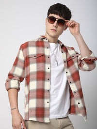 VASTRADO Men Classic Slim Fit Opaque Checked Casual Shirt