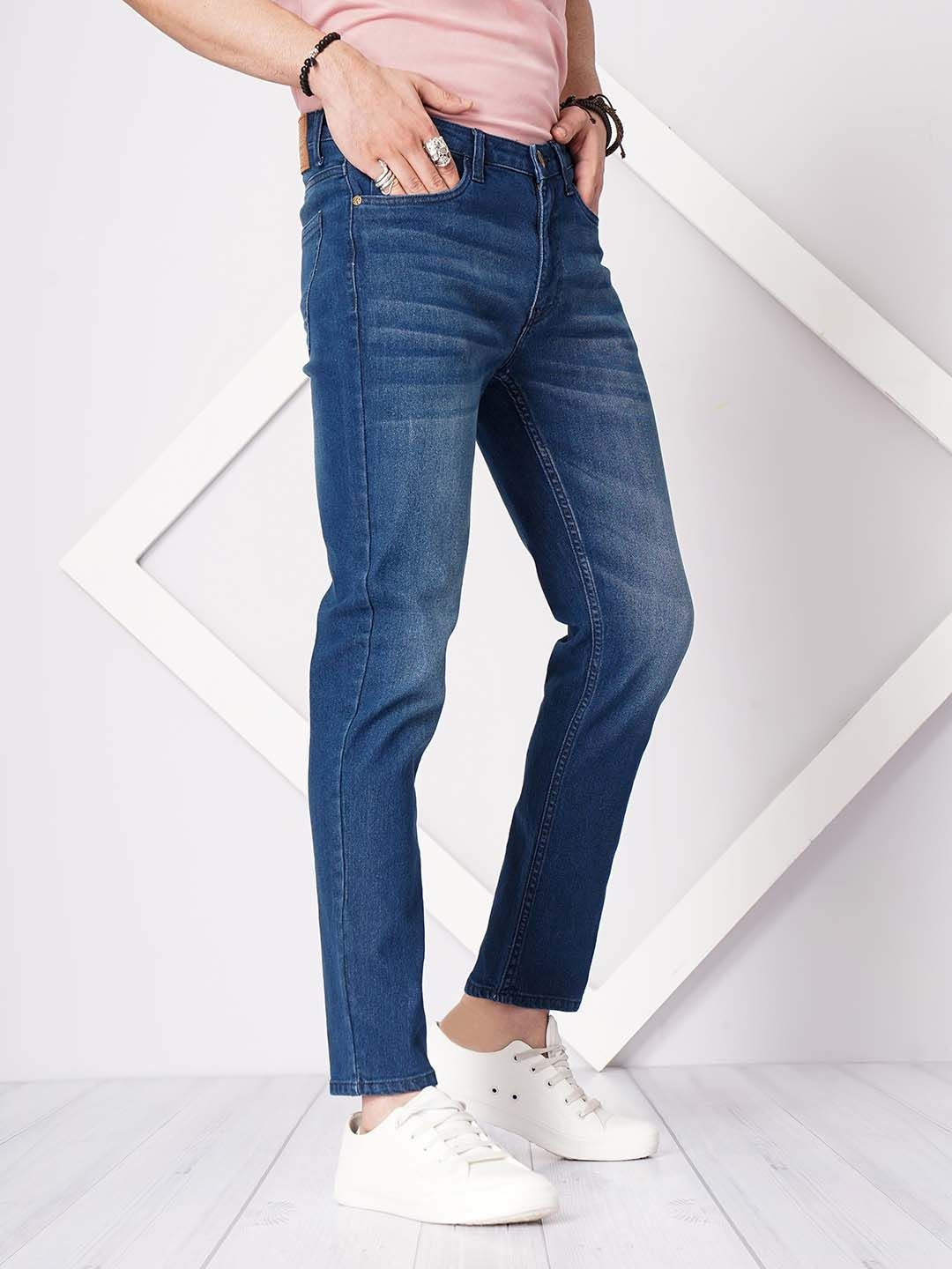 The Indian Garage Co Men Navy Blue Slim Fit Low-Rise Clean Look Stretchable Jeans