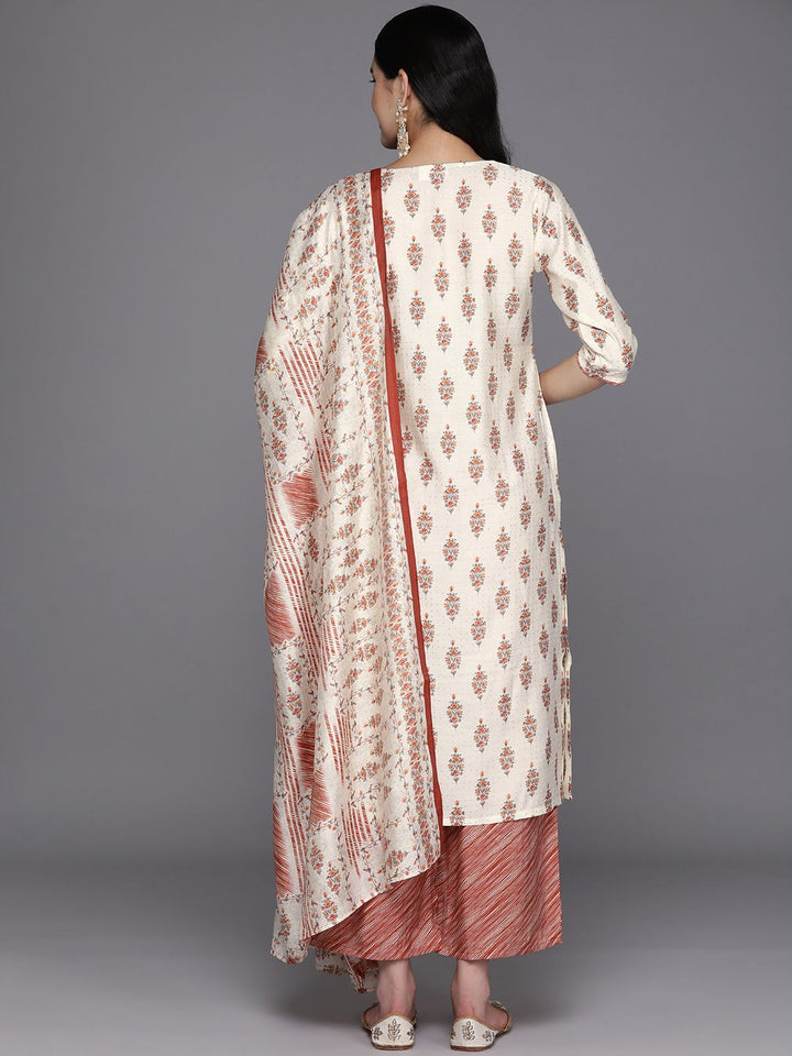 Libas Floral Printed Sweetheart Neck Kurta With Palazzos & Dupatta
