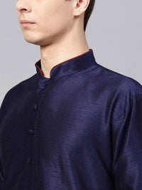 SOJANYA Men Navy Blue Solid Straight Kurta