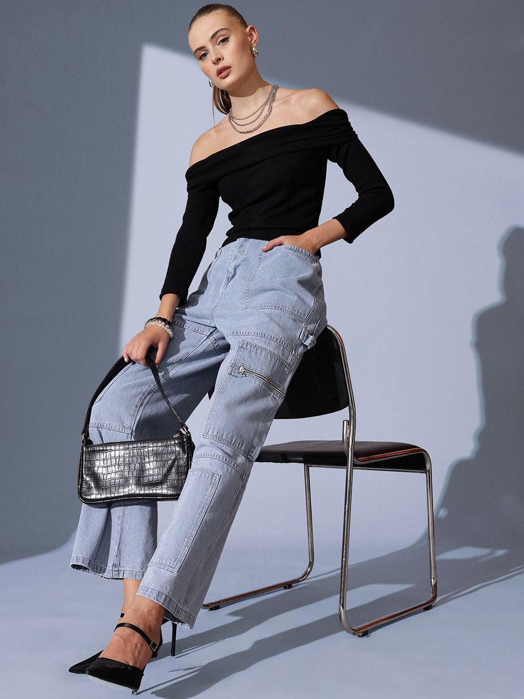 STREET 9 Women Comfort Relaxed Fit High-Rise Low Distress Heavy Fade Jeans