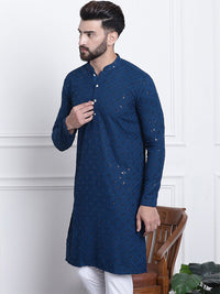 SOJANYA Geometric Embroidered Sequinned Pure Cotton Kurta