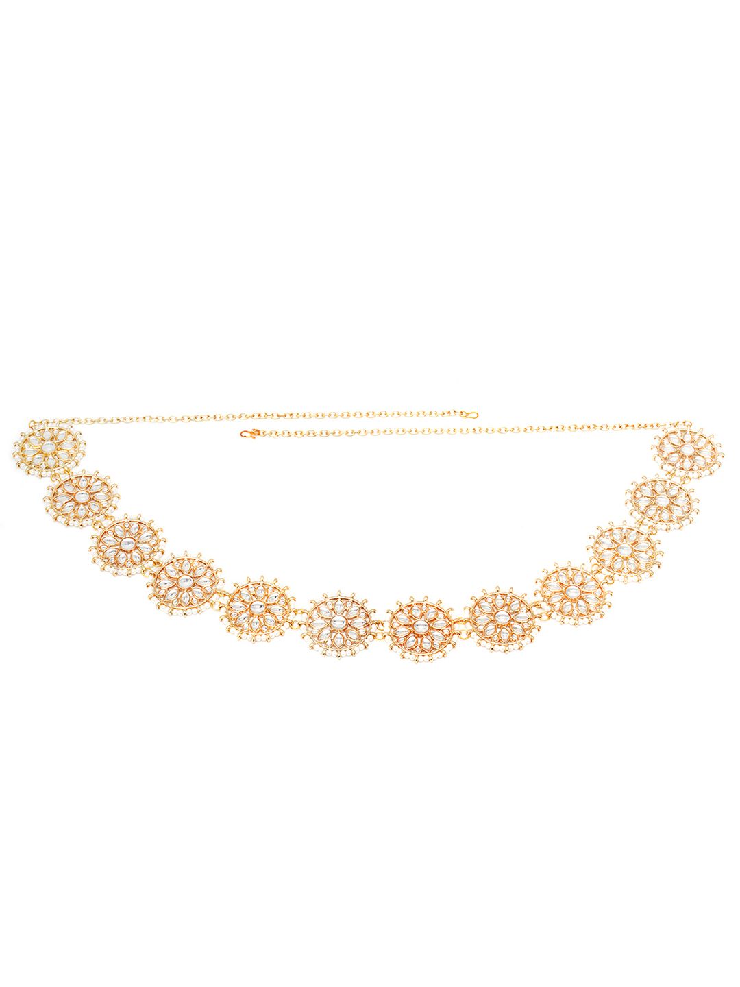 Karatcart Wanita Emas & White Beaded Kamarbandh