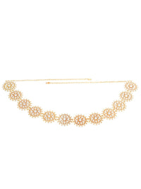 Karatcart Wanita Emas & White Beaded Kamarbandh