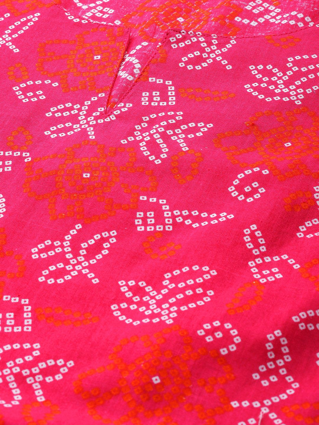 Anouk Women Pink & White Ethnic Motifs Print Pure Cotton A-Line Midi Dress