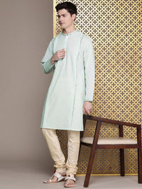 House of Pataudi Mirror Embroidery Jashn Kurta with Pintucks