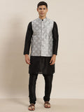 SOJANYA Mandarin Collar Regular Kurta With Churidar & Nehru Jacket