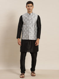 SOJANYA Mandarin Collar Regular Kurta With Churidar & Nehru Jacket