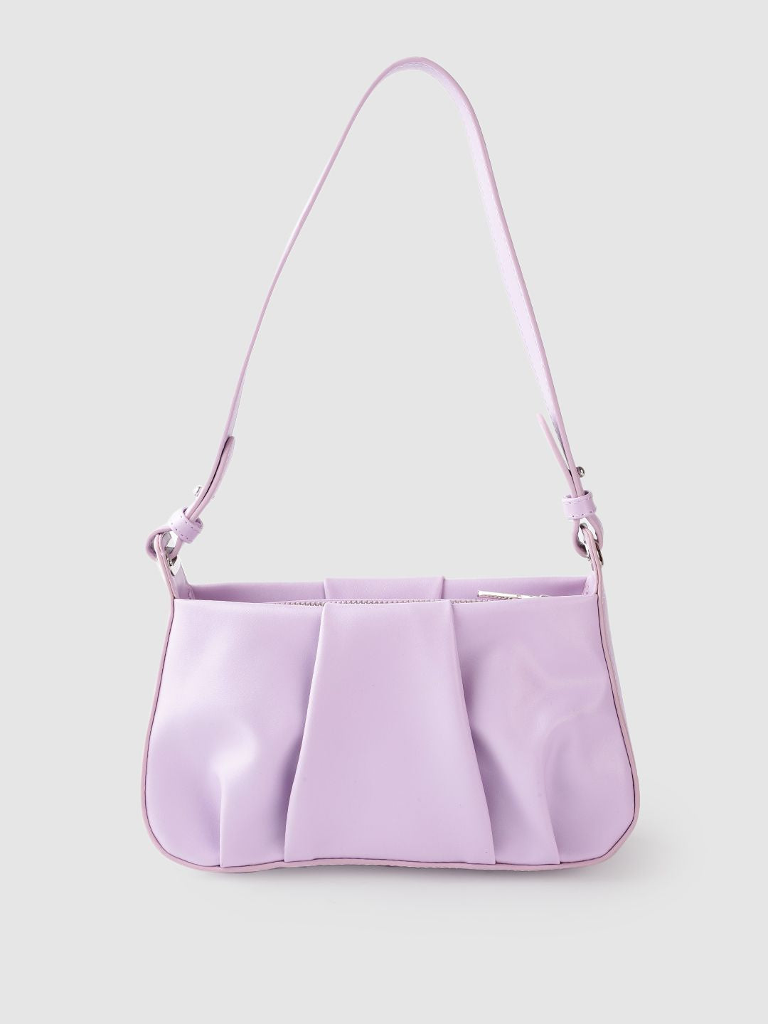 Lino Perros Lavender Structured Shoulder Bag with Pleated Detail