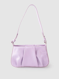 Lino Perros Lavender Structured Shoulder Bag with Pleated Detail
