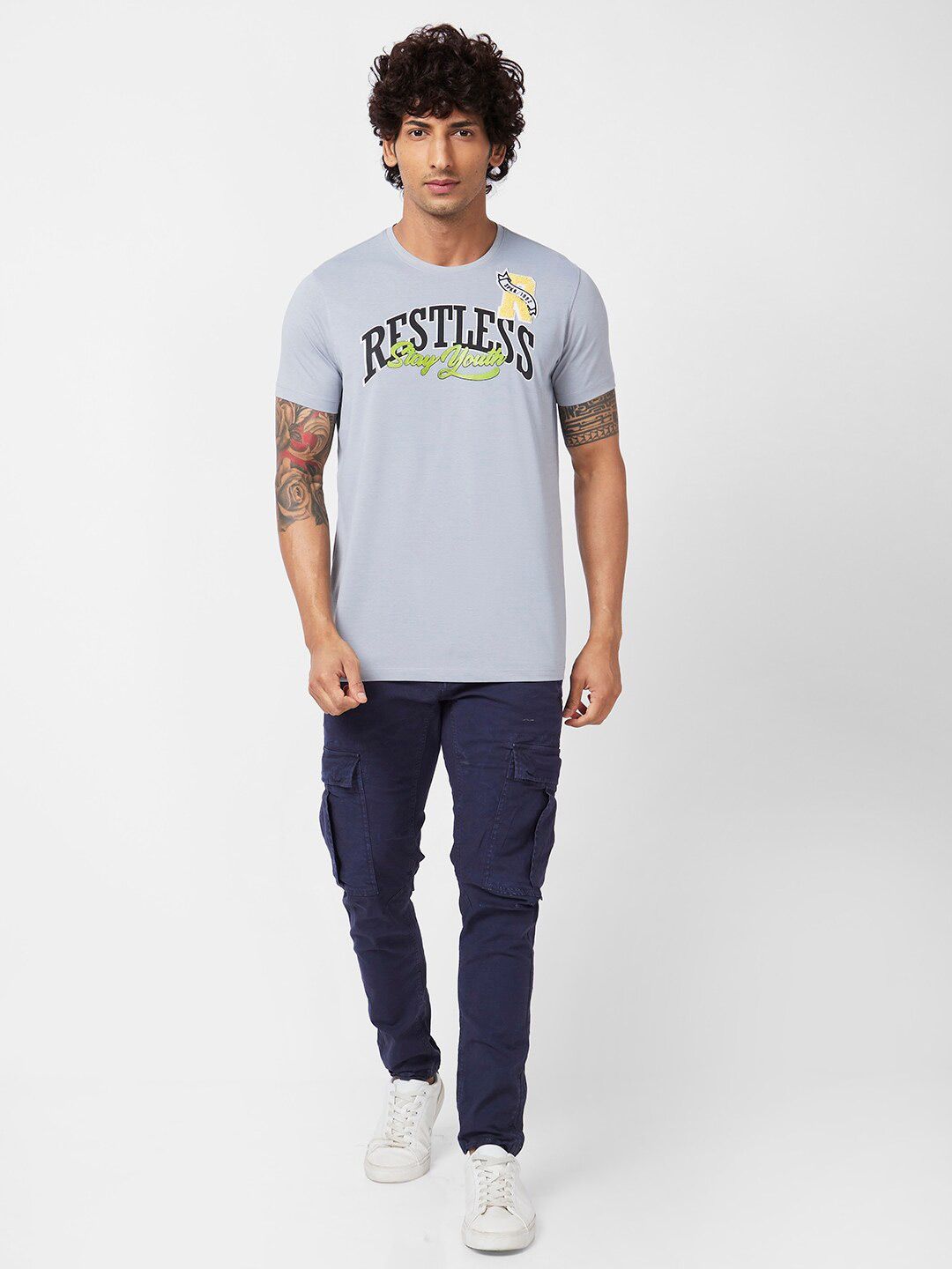 SPYKAR Typography Printed Slim Fit Cotton Casual T-Shirt