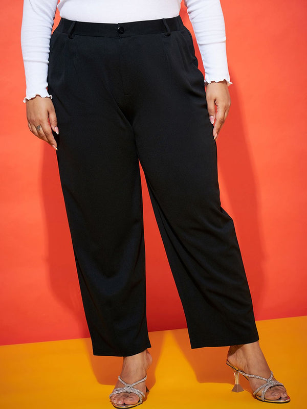 SASSAFRAS Curve Women Black Mom Fit Trousers