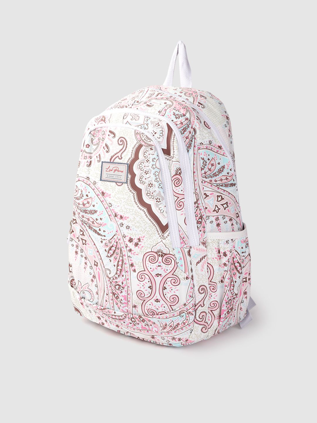 Lino Perros Women White & Pink Paisley Print 13 Inch Laptop Backpack