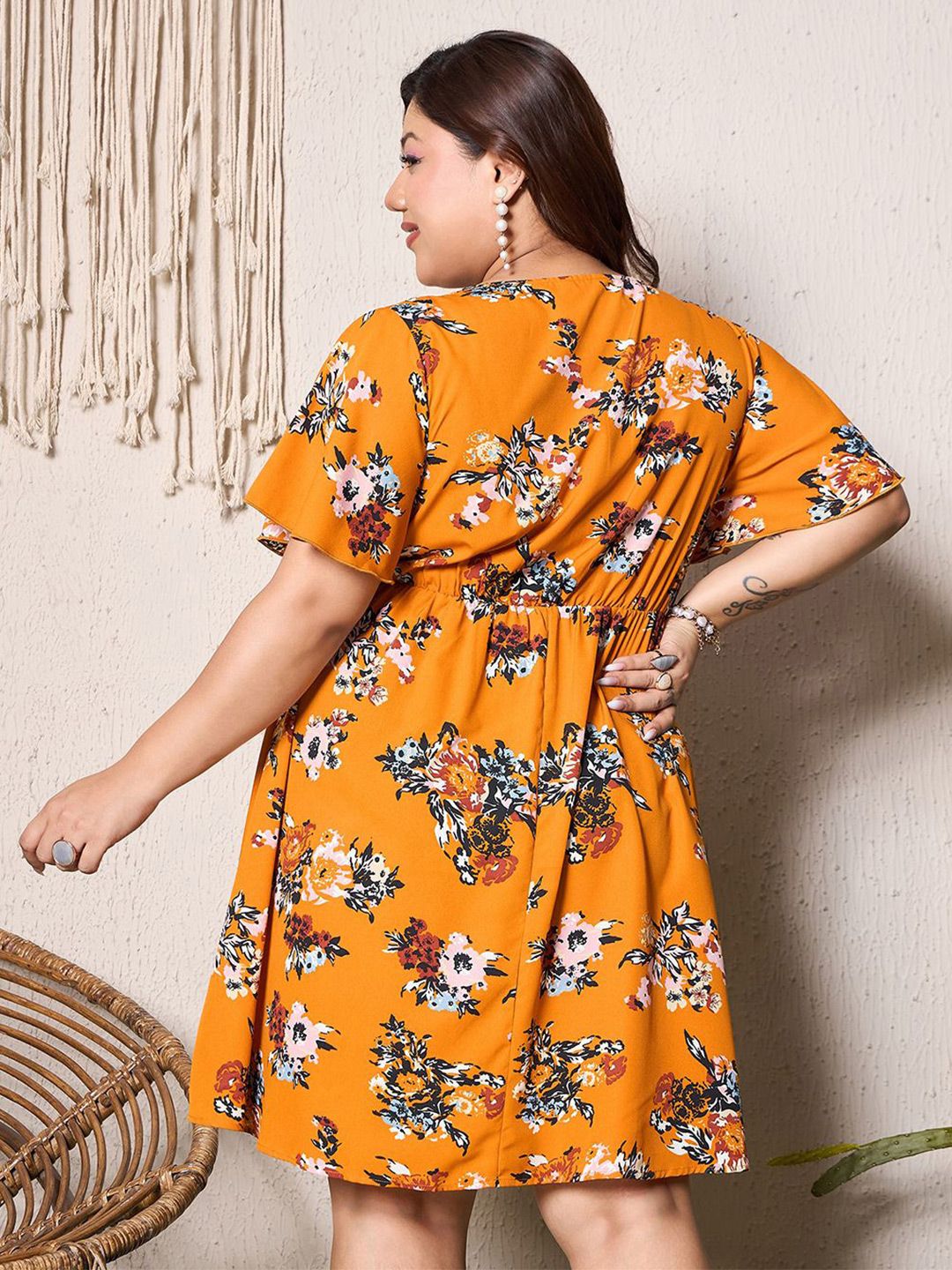 Berrylush Curve Floral Print Fit & Flare Dress