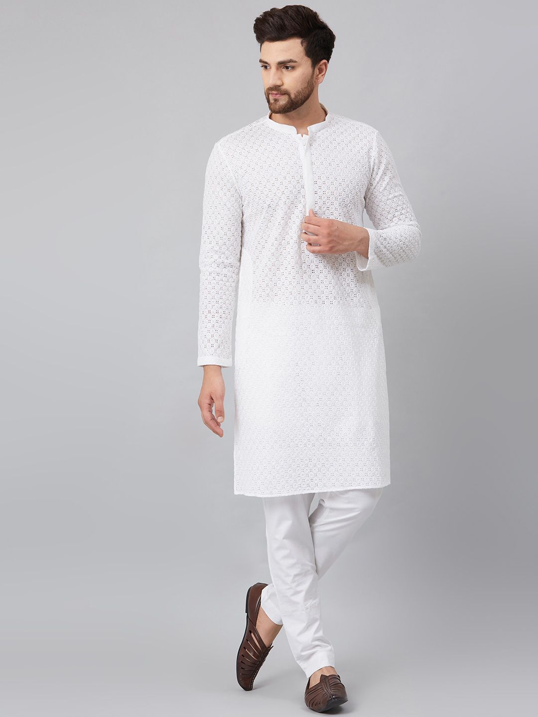 See Designs Men White Solid Cotton Pyjamas