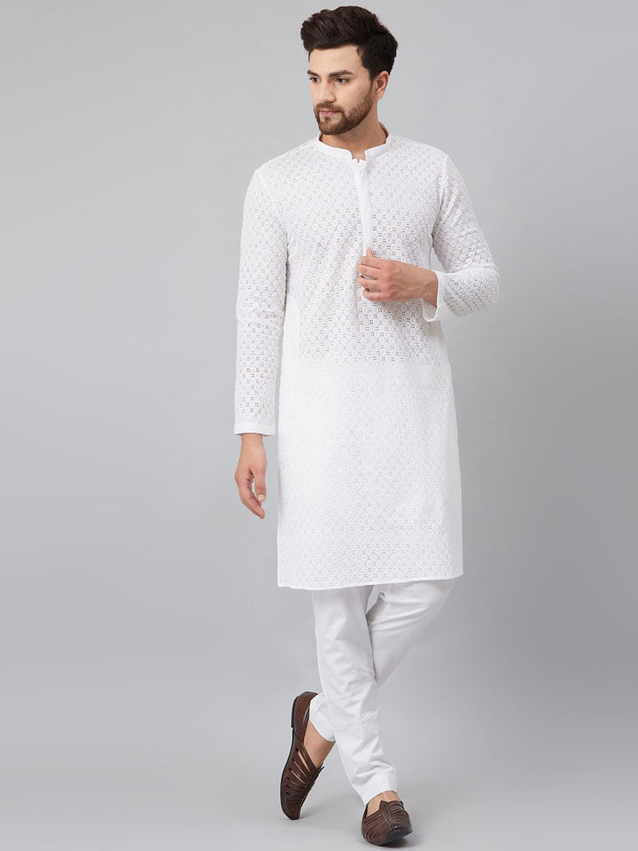 See Designs Men White Solid Cotton Pyjamas