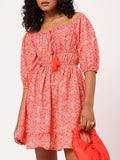 DressBerry Paisley Perfection Printed Cinched Waist Off-Shoulder A-line Mini Dress